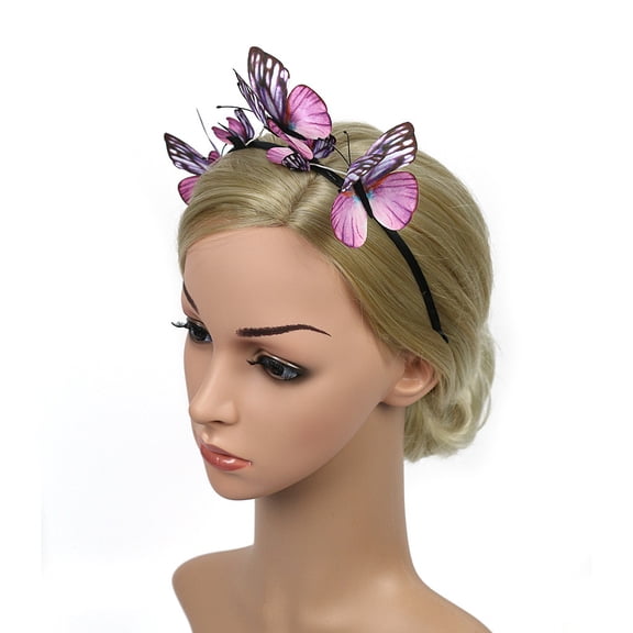 Women's 3D Butterfly Fascinator Headband, Elegant Tea Party and Prom Hair Clip, Adjustable Headpiece for Weddings, Dances, and Formal Events-Pink