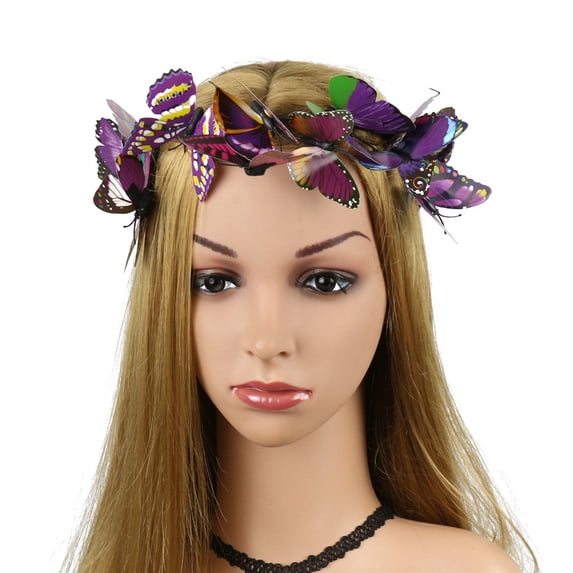 Women's 3D Butterfly Hair Clip Headband, Adjustable Elegant Party Hair Accessory, Glamorous Headpiece for Evening Events, Prom, and Special Occasions-Purple