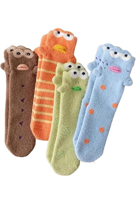 Women's 3D Clownfish Fuzzy Socks - Ultra Soft Warm Non-Slip Cartoon Animal Socks, Cute Winter Cozy Sleep & House Socks Z