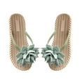 thumbnail image 1 of Women's 3D Floral Flip Flops Elegant Appliques Beach Thongs Sandals Boho Summer Flats Shoes, 1 of 6