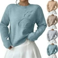 thumbnail image 1 of Women's 3D Floral Sweater Crewneck Drop Shoulder Elegant Pullover (Champagne, L), 1 of 5