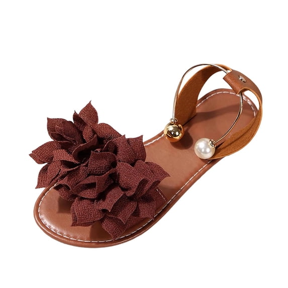 Women's 3D Flower Flat Sandals Dressy Comfortable Slide Sandals Fashion Open Toe Slip On Beach Sandals for Summer
