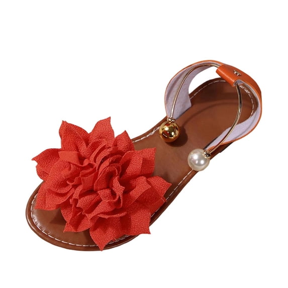 Women's 3D Flower Flat Sandals Dressy Comfortable Slide Sandals Fashion Open Toe Slip On Beach Sandals for Summer