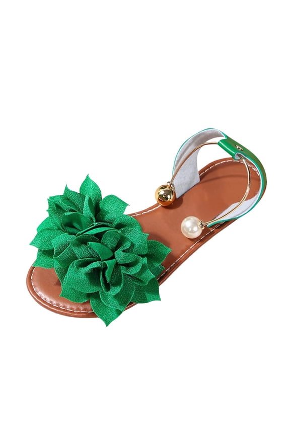 Women's 3D Flower Flat Sandals Dressy Comfortable Slide Sandals Fashion Open Toe Slip On Beach Sandals for Summer