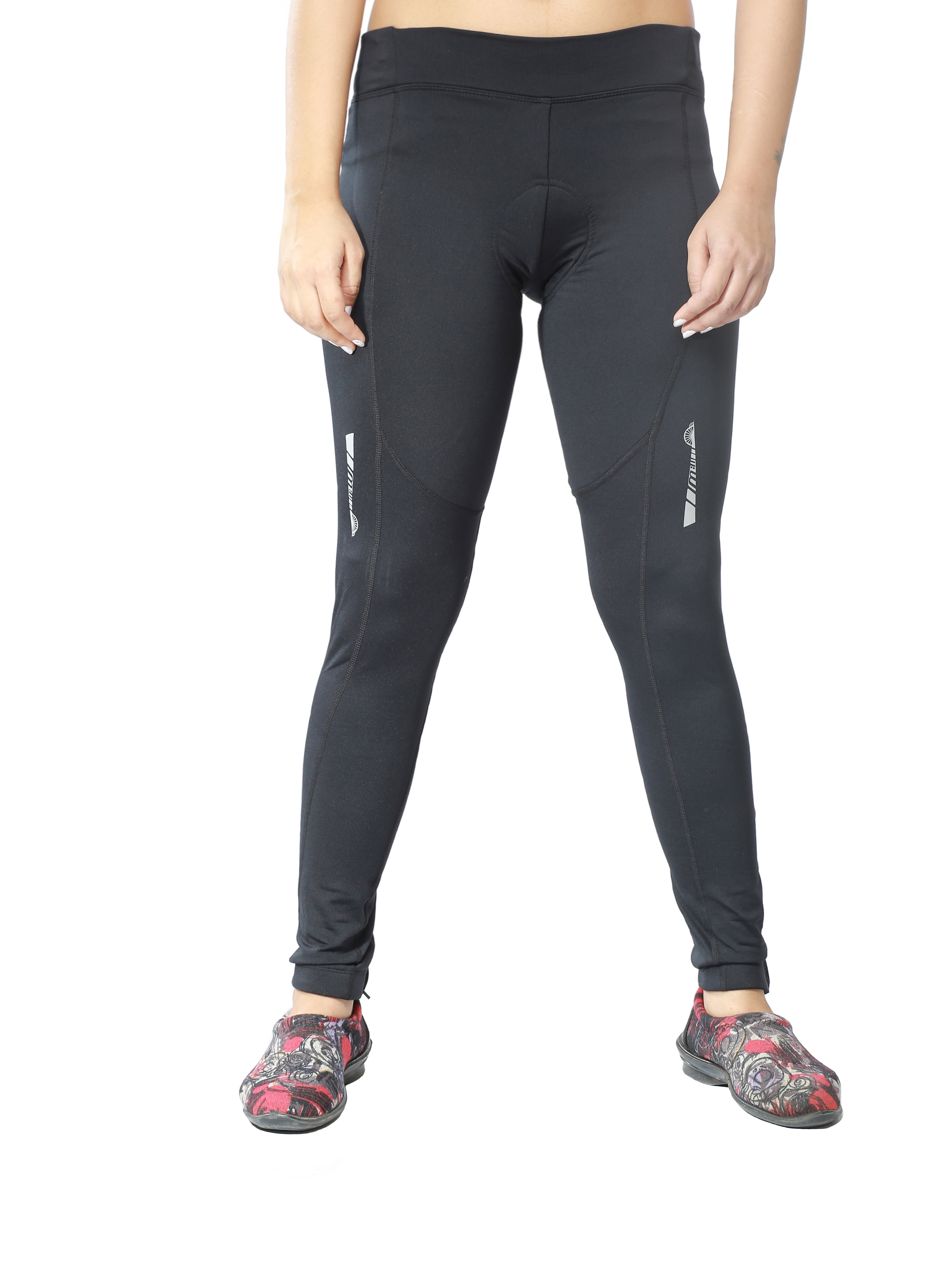 Women's 3D Gel Padded Semi Compression Thermal Cycling Pants Tights Ankle  Zipper and Reflective Elements 