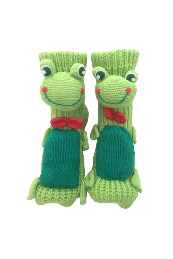 Women's 3D Knitted Socks Thick Winter Crew Stocks Cute Christmas Socks Green Free Size