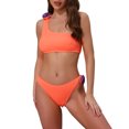 thumbnail image 1 of Women's 3D Rose Floral One Shoulder Ribbed Bikini Sets, 2 Piece Asymmetric Swimwear Bathing Suits Large Fluorescent Orange, 1 of 5