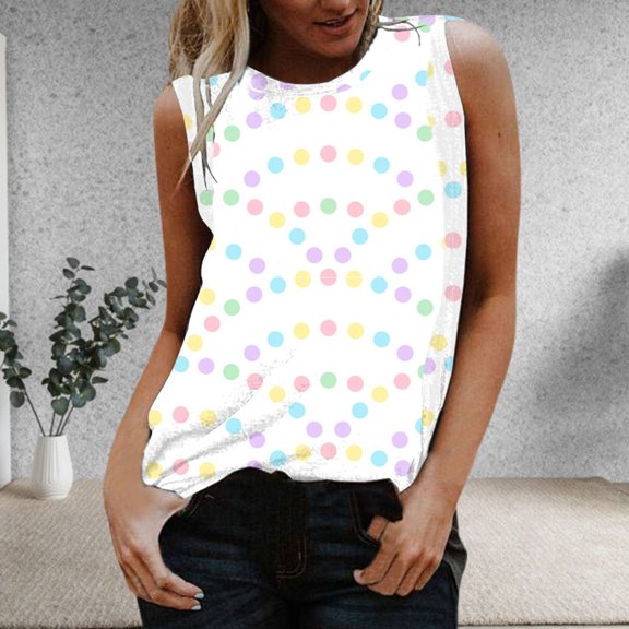 Women's 3D Round Neck Sleeveless Vest Printed Casual Tank Top Breathable Comfort Fit Blouse for Everyday Wear and Fashion Style MR2 XXXL