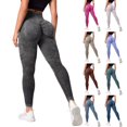 thumbnail image 1 of Women's 3D Texture Yoga Leggings, High Waist Compression Pants for Butt Lifting and Tummy Control, Seamless Workout Leggings for Fitness and Gym-Blackish Green, 1 of 7