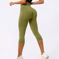thumbnail image 1 of Women's 3D Texture Yoga Pants, Seamless High Waisted Capri Leggings for Butt Lifting and Tummy Control, Fitness and Casual Workout Pants-Army Green, 1 of 3