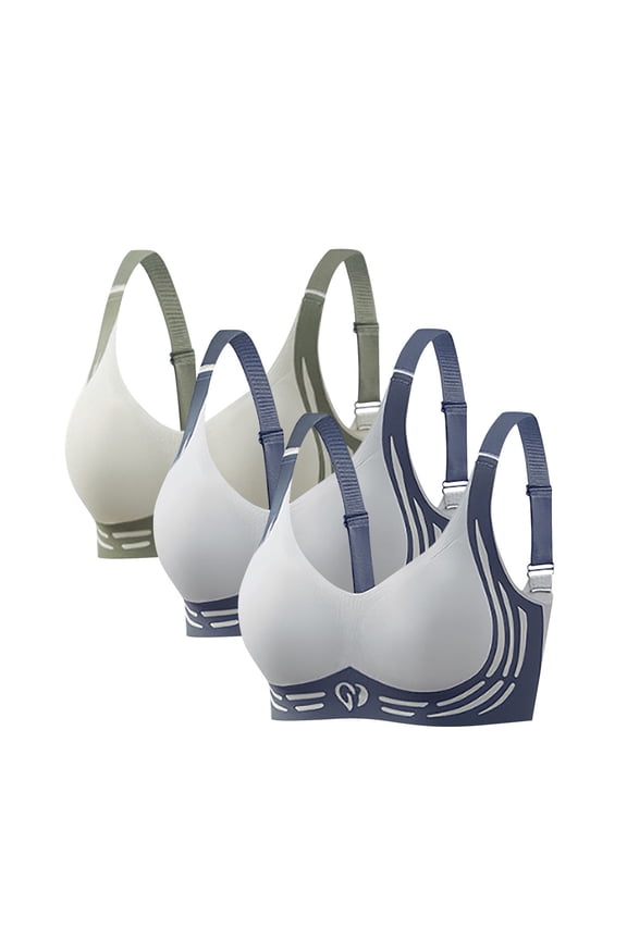 Women's 3PC Bra, Convertible Racerback Bra Seamless Push Up Full Coverage Daily Wear Full Coverage Supportive Bra Low Cut Full Coverage Bra, L L