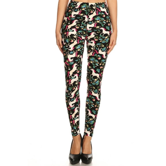 Women's 3X 5X Unicorn Horse Flower Pattern Printed Leggings