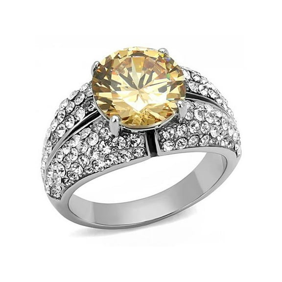 Women's 4.55 Ct Round Cut Champagne Cz Stainless Steel Engagement Ring Size 5