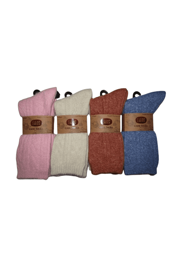 Womens 4-Pack Clear Creek Crew Socks Assorted Colors