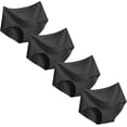 thumbnail image 1 of Women’s 4 Pack Seamless Basic Invisible Underwear Bikini Hipster Briefs Panties BLACK Large, 1 of 5