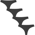 thumbnail image 1 of Women’s 4 Pack Seamless Basic Sexy Hot Invisible Underwear Panty Bikini Thong Panties BLACK 1X, 1 of 5