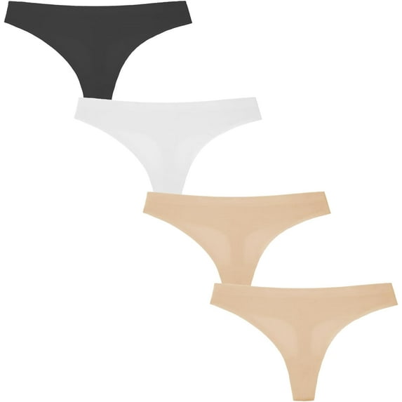 Women’s 4 Pack Seamless Basic Sexy Hot Invisible Underwear Panty Bikini Thong Panties Multipack 3X