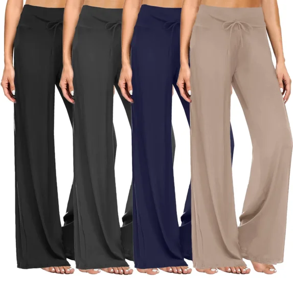 Women's 4-Pack Soft & Wide-Leg Lounge Pants – Perfect for Yoga, Sleep, or Casual Wear