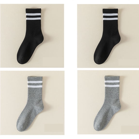 Women's 4-Pack Sporty Crew Socks with Double White Stripes Moisture-Wicking Ribbed Design, 4 PK-MUL A