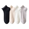 thumbnail image 1 of Women's 4-Pair Pack Breathable Lace Trim Ankle Socks with Open Knit Mesh Texture and Cotton Comfort - 4 pcs-C, 1 of 7