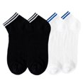 thumbnail image 1 of Women's 4-Pair Pack Lightweight Mesh Ankle Socks with Striped Cuffs Breathable Knit Texture - 4 pcs-G, 1 of 7