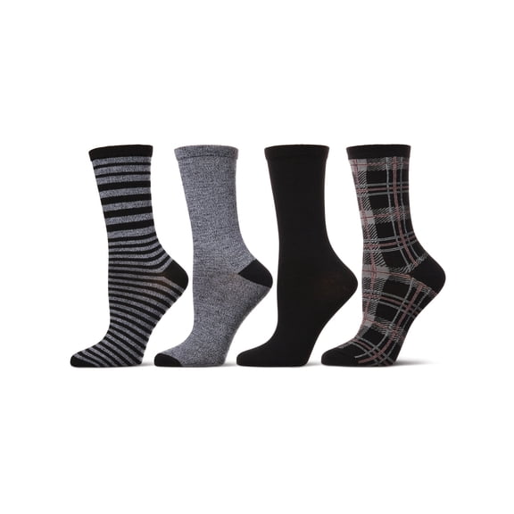 MeMoi Women's 4 Pair Pack Plaid Buttersoft Crew Socks - Womens - Female, 9-11, Black