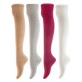 thumbnail image 1 of Women's 4 Pairs Awesome, Super Durable, Comfortable, Soft Thigh High Cotton Boot Socks M1024 Size 6-9(Beige,Light Grey,Wine,White), 1 of 5