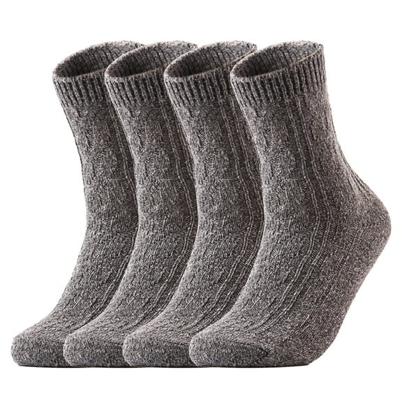 Women's 4 Pairs Extra Comfortable Cozy Wool Crew Socks. Sweat Absorbent Great Activewear for Fun Sports Size 6-9 HR1613(Grey)