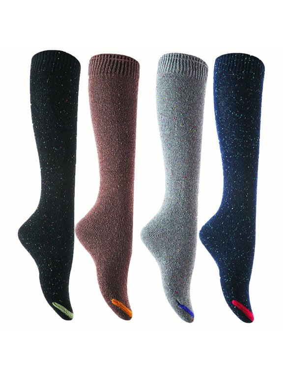 Women's 4 Pairs Soft Comfortable Durable & Truly Beautiful Knee High Cotton Boot Socks HR158212 Size 6-94 Random Color