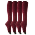 thumbnail image 1 of Women's 4 Pairs Soft Comfortable Durable & Truly Beautiful Knee High Cotton Boot Socks HR158212 Size 6-9Wine, 1 of 7