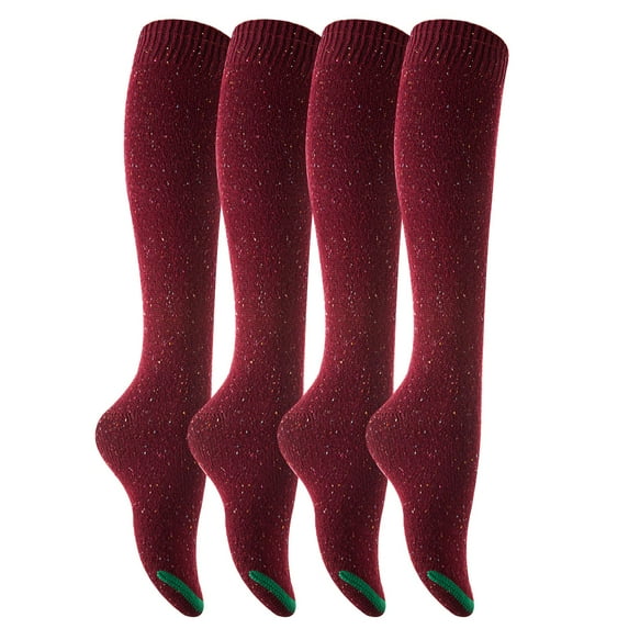 Women's 4 Pairs Soft Comfortable Durable & Truly Beautiful Knee High Cotton Boot Socks HR158212 Size 6-9Wine