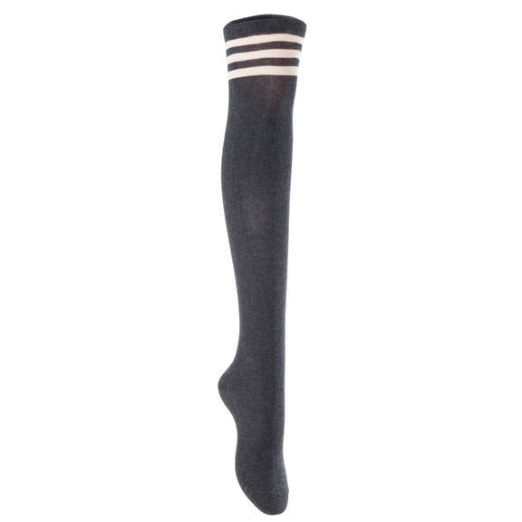 Women's 4 Pairs Thigh High Socks Over the Knee High Leg Wamers Girls All Season Warm Crochet Socks(Dark Grey) 4p1c2