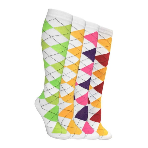Women's 4 Pairs Truly Beautiful Comfortable Durable Soft Cable-Knit Knee High Socks Diamond LSR413 One SizeAssorted