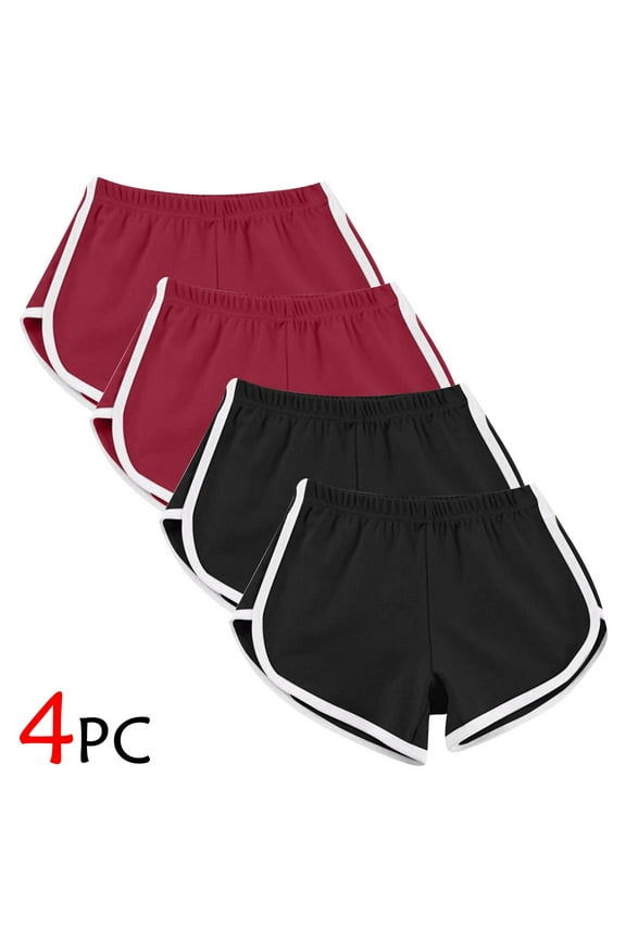 Women's 4-Piece Casual Summer Sports Shorts Workout Yoga Shorts Active Shorts Athletic Gym Running Pilates Zumba Lounge Wear Travel Essentials | Aestivo,Black L