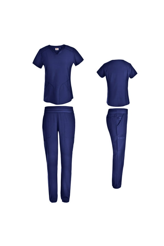 Women's 4 Way Stretch Top with Tapered Leg Scrub Pants