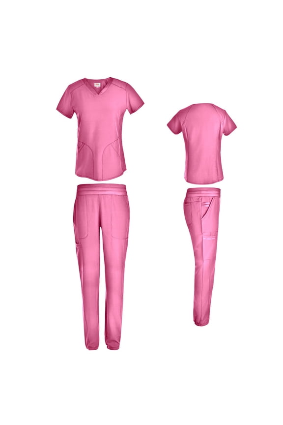 Women's 4 Way Stretch Top with Tapered Leg Scrub Pants