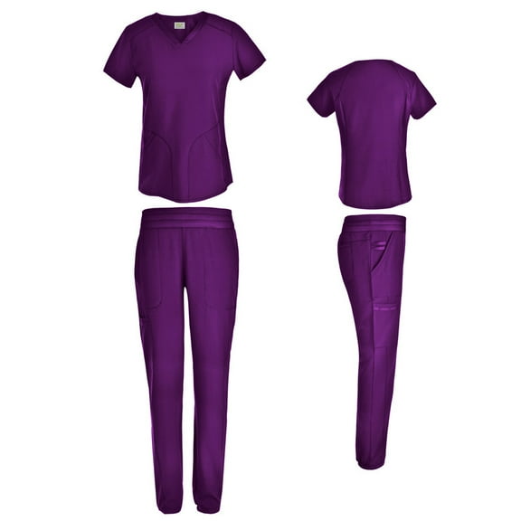 Women's 4 Way Stretch Top with Tapered Leg Scrub Pants