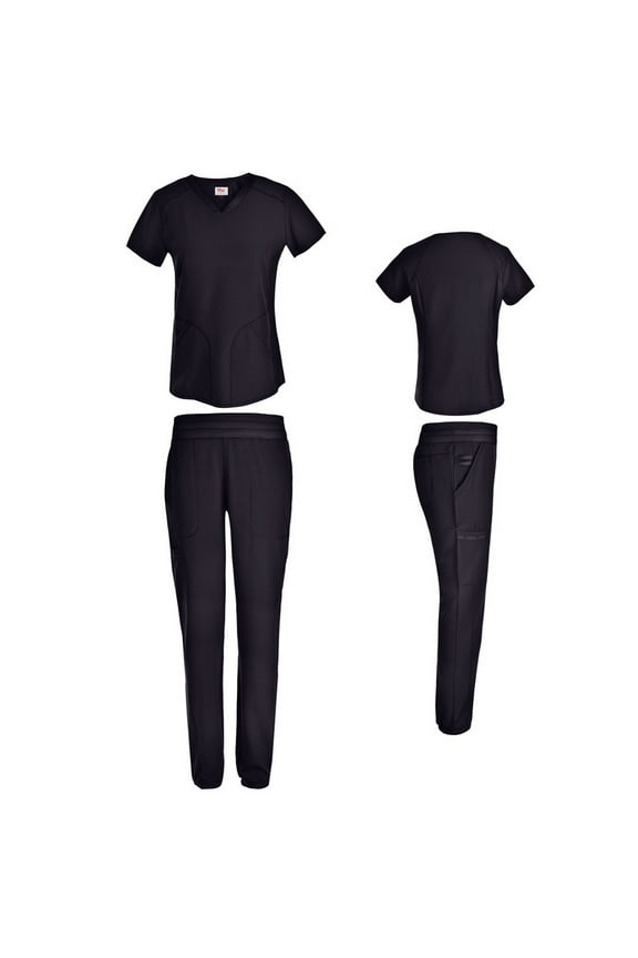Women's 4 Way Stretch Top with Tapered Leg Scrub Pants