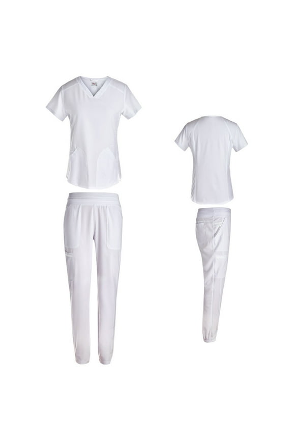 Women's 4 Way Stretch Top with Tapered Leg Scrub Pants