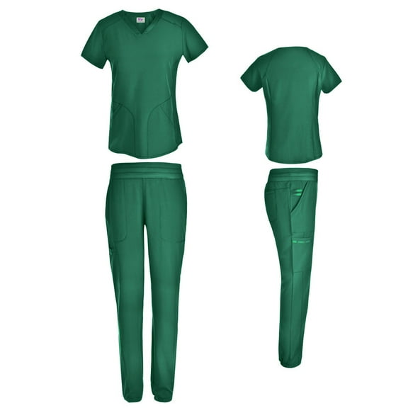 Women's 4 Way Stretch Top with Tapered Leg Scrub Pants