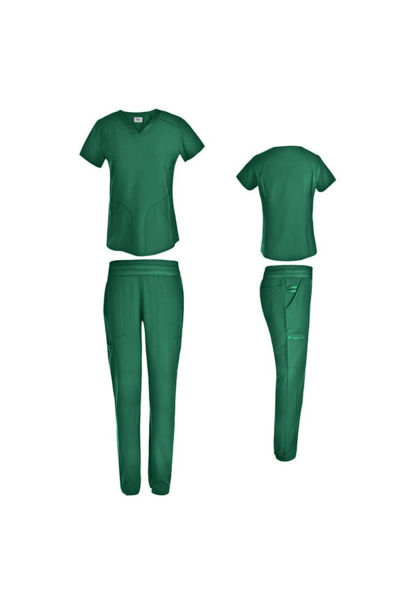 Women's 4 Way Stretch Top with Tapered Leg Scrub Pants