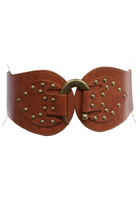 Women's 4" Wide High Waist Elastic Stretchy Studded Hook Belt