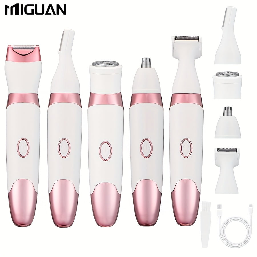 Women's 4-in-1 Digital Display Electric Hair Removal Kit, USB Rechargeable Multi-functional Trimmer, Underarm Shaver, Face Trimmer, Nose Hair Trimmer, Full Body Hair Removal Device
