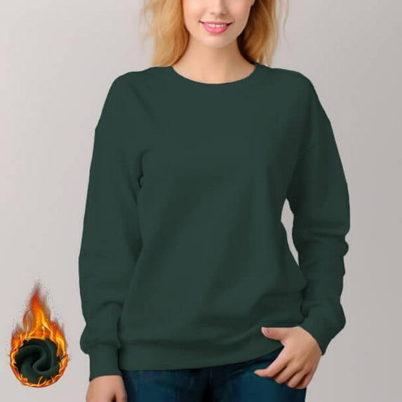 Women's 400g Heavyweight Velvet Crewneck Casual Sweatshirt Fleece Pullover