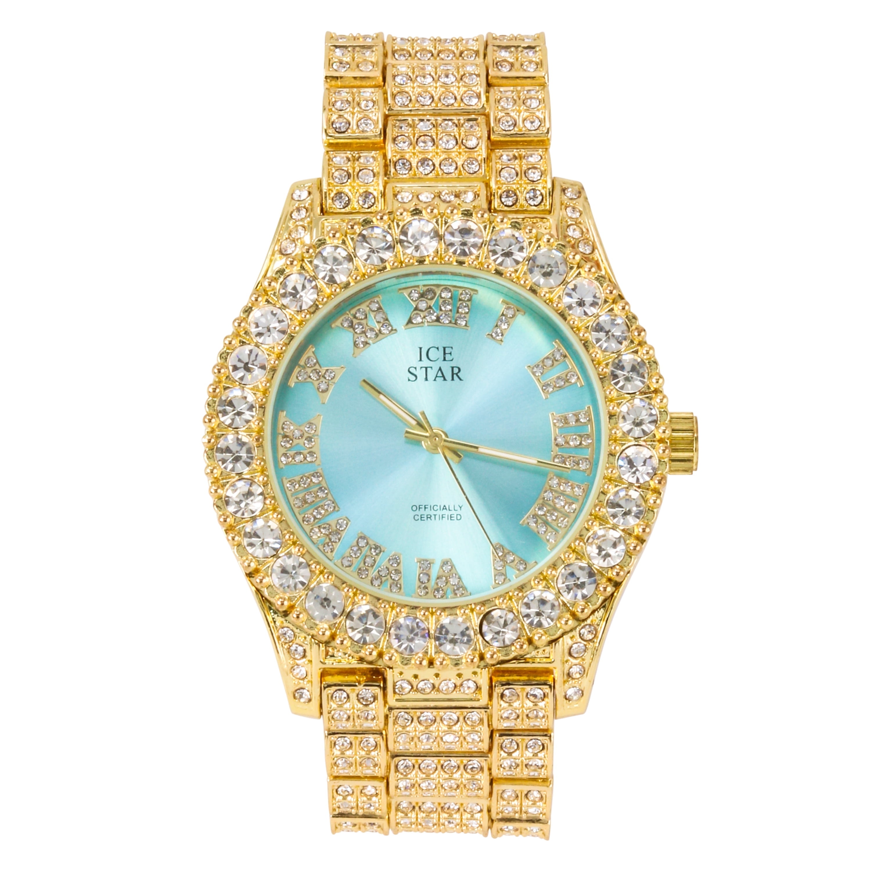 Ice Star Women's 44mm Solitaire Bezel Watch, Adjustable Band