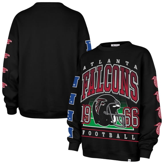 Women's '47 Black Atlanta Falcons Go Big Oversized Pullover Sweatshirt