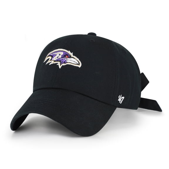 Women's '47 Black Baltimore Ravens Bow Back Clean Up Adjustable Hat