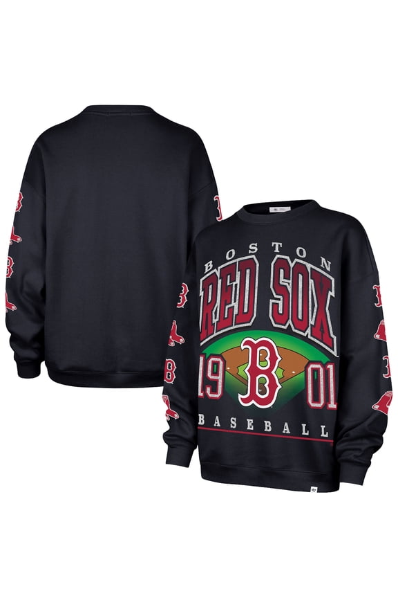 Women's '47 Black Boston Red Sox Trendy Team Go Big Oversized Sweatshirt