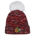 thumbnail image 1 of Women's '47 Black Chicago Blackhawks Triple Cross Cuffed Knit Hat with Pom, 1 of 1