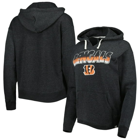 Women's '47 Black Cincinnati Bengals Color Rise Kennedy Pullover Hoodie
